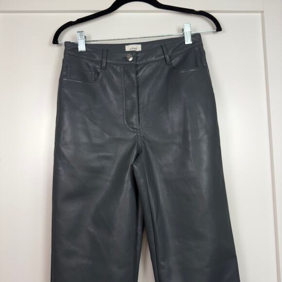 Aritzia Wilfred The Melina Faux Leather Pants Women Size 4 Straight Leg Grey - Picture 4 of 13